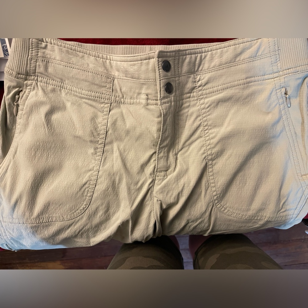Athleta Khaki Beige Zip Button PullOn Trekkie Hiking Walking Pocket Nylon Pant 6 - Picture 13 of 13